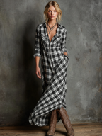 Ailene | Classic Green Plaid Shirt Dress