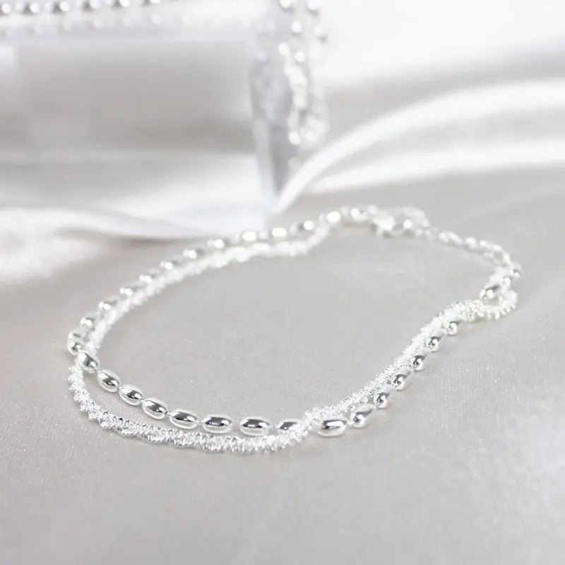 Elegant Silver Bracelet Set with Zircon Stones