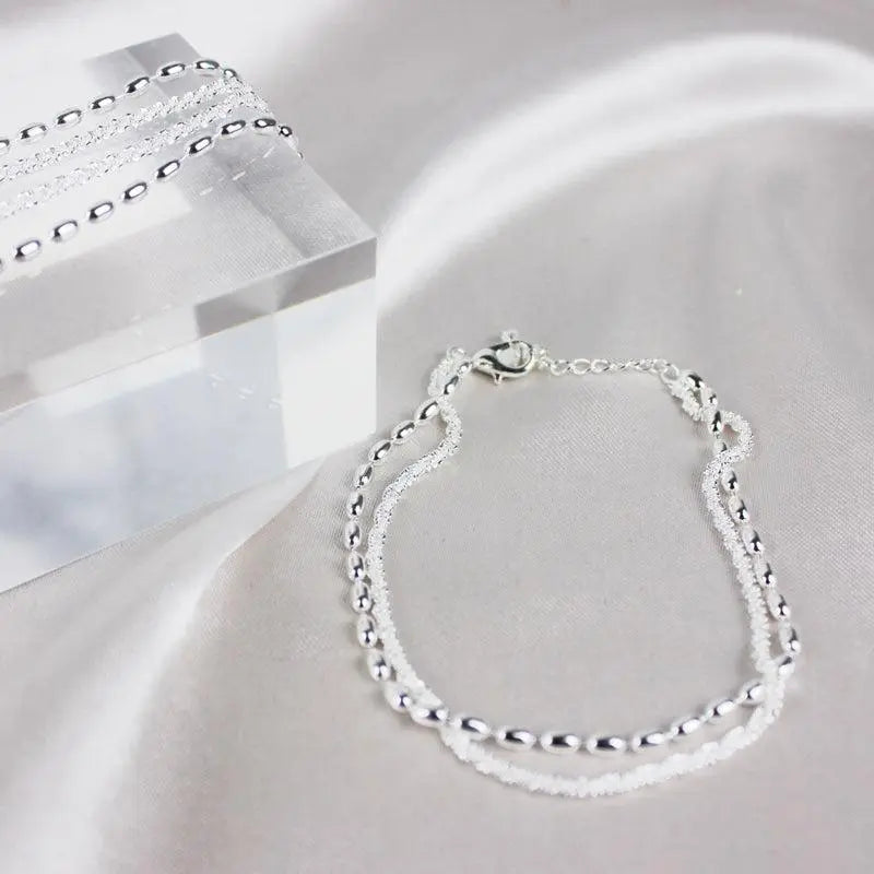 Elegant Silver Bracelet Set with Zircon Stones