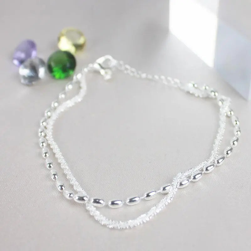 Elegant Silver Bracelet Set with Zircon Stones