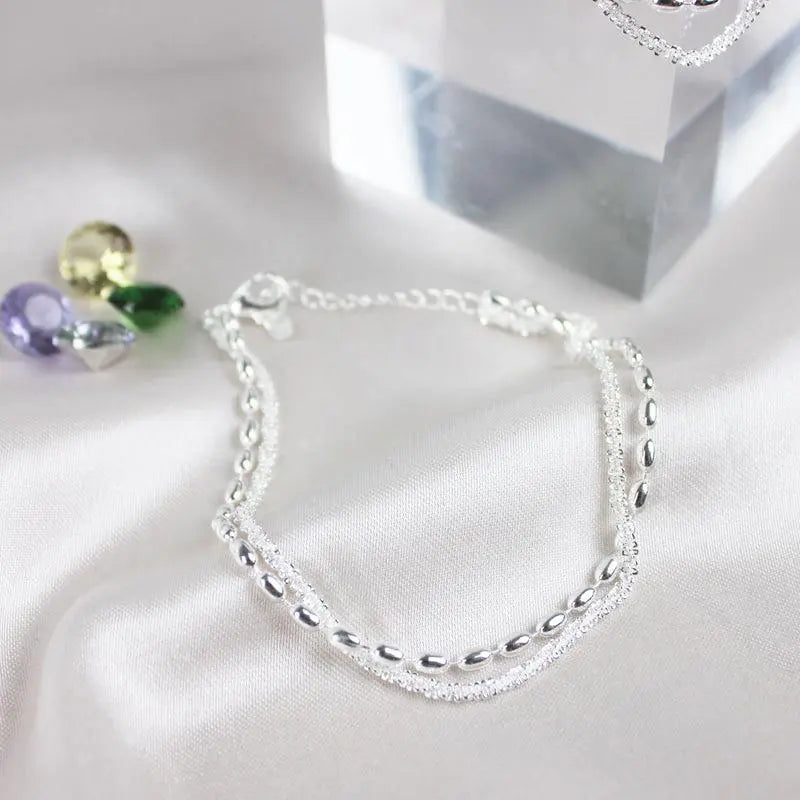 Elegant Silver Bracelet Set with Zircon Stones