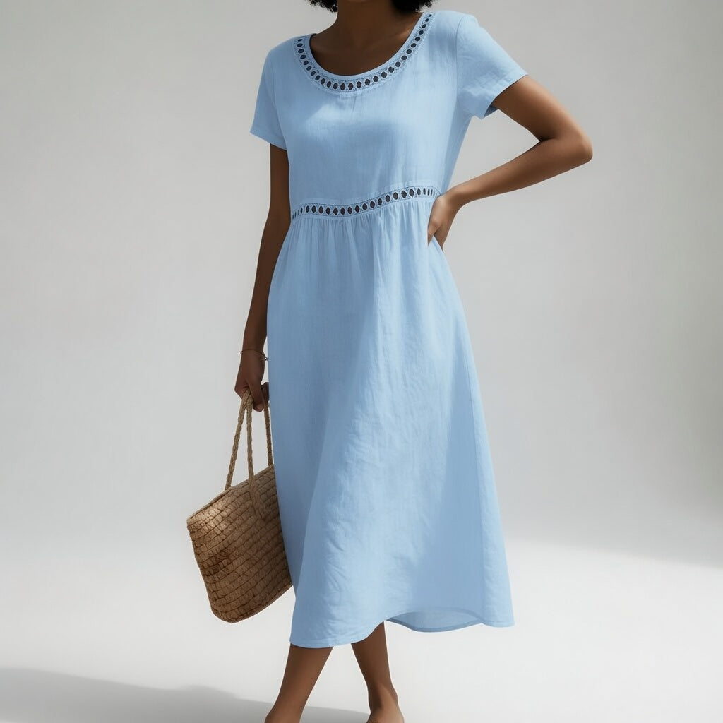 Livia | Embroidered Linen-Blend Dress