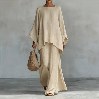 Christine | Long-Sleeve & Wide-Leg Trousers 2-Piece Set