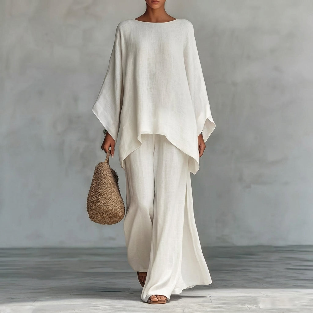 Christine | Long-Sleeve & Wide-Leg Trousers 2-Piece Set