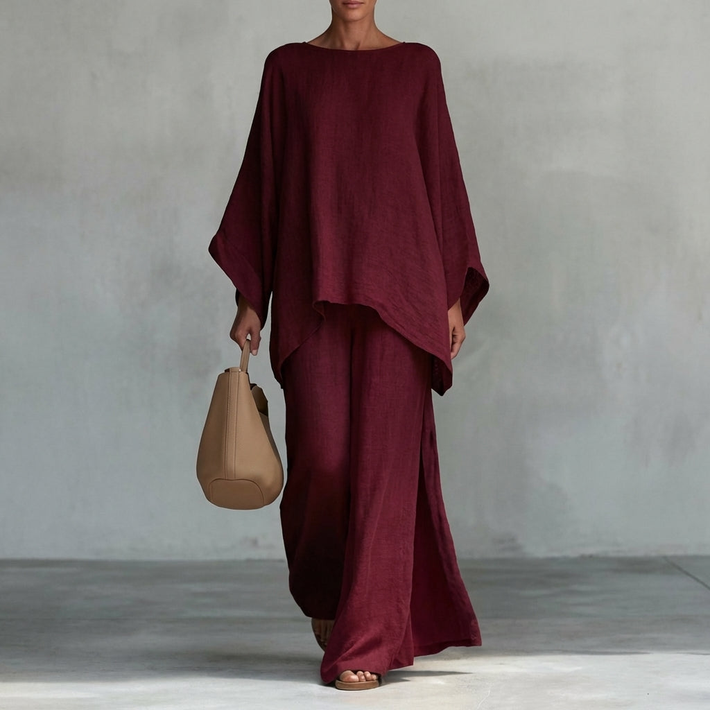 Christine | Long-Sleeve & Wide-Leg Trousers 2-Piece Set
