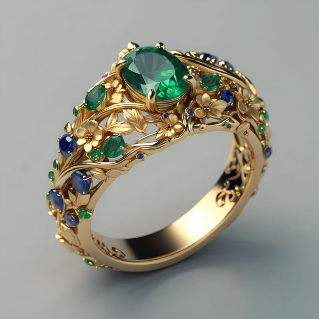 Luxury Emerald and Sapphire Ring