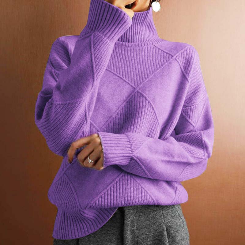 Kylie | Textured Turtleneck Knit Sweater