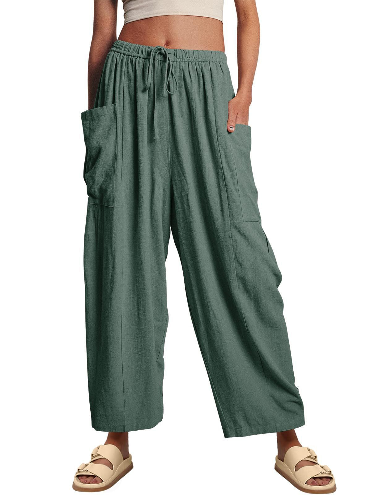 Elara Wide-Leg Cotton Linen Pants