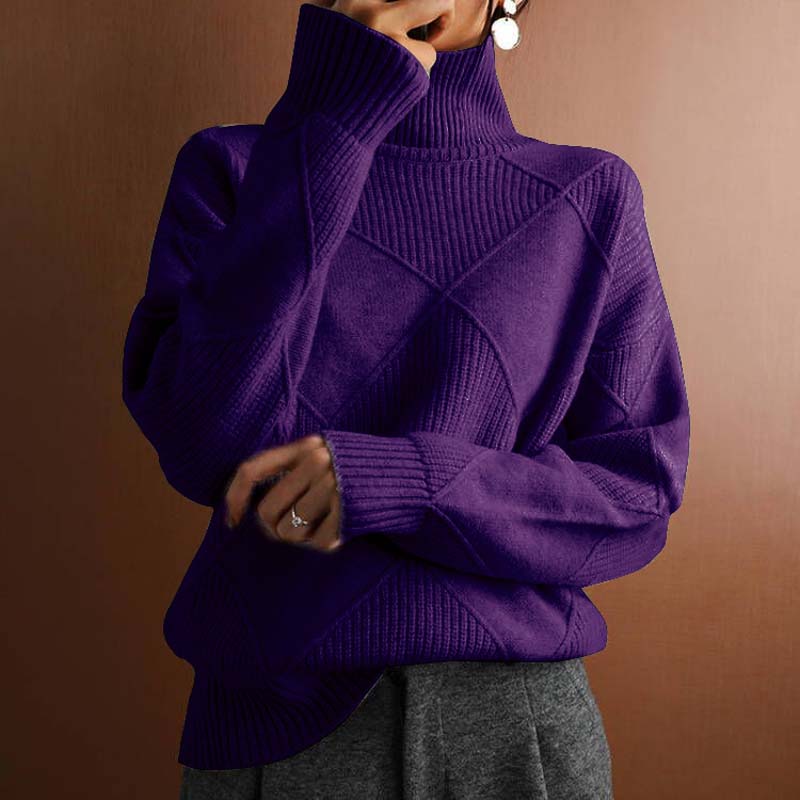 Kylie | Textured Turtleneck Knit Sweater