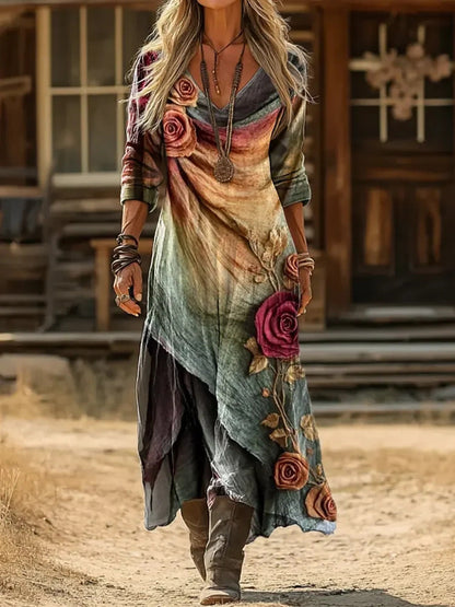 Emberly | Layered Ombré Rose Maxi Dress