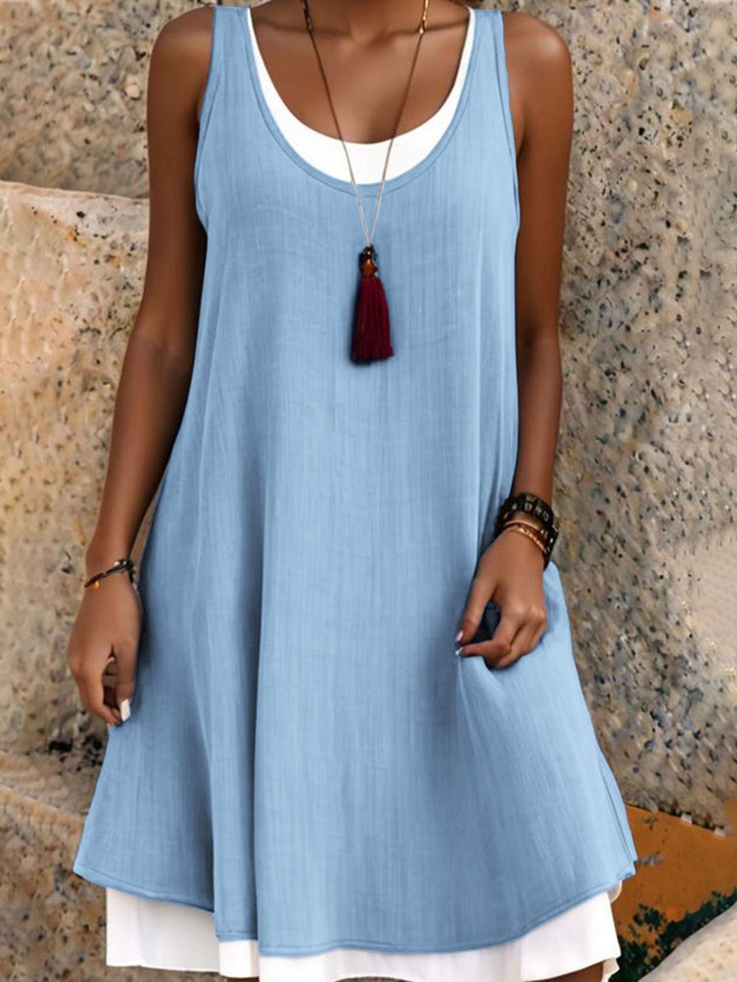 Anna | Women’s Sleeveless Linen-Blend Dress
