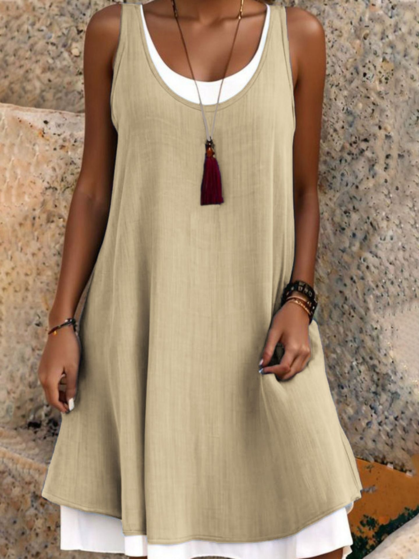 Anna | Women’s Sleeveless Linen-Blend Dress