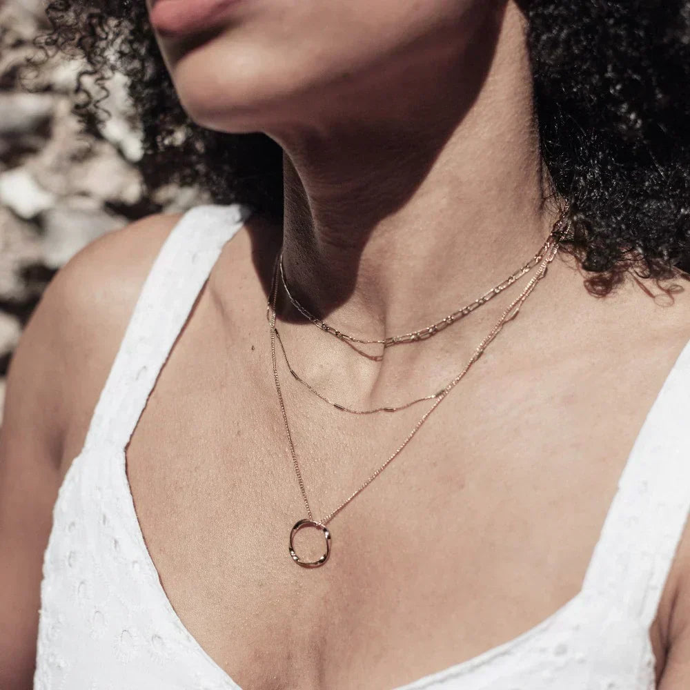 Gold Three-Row Open Hoop Necklace