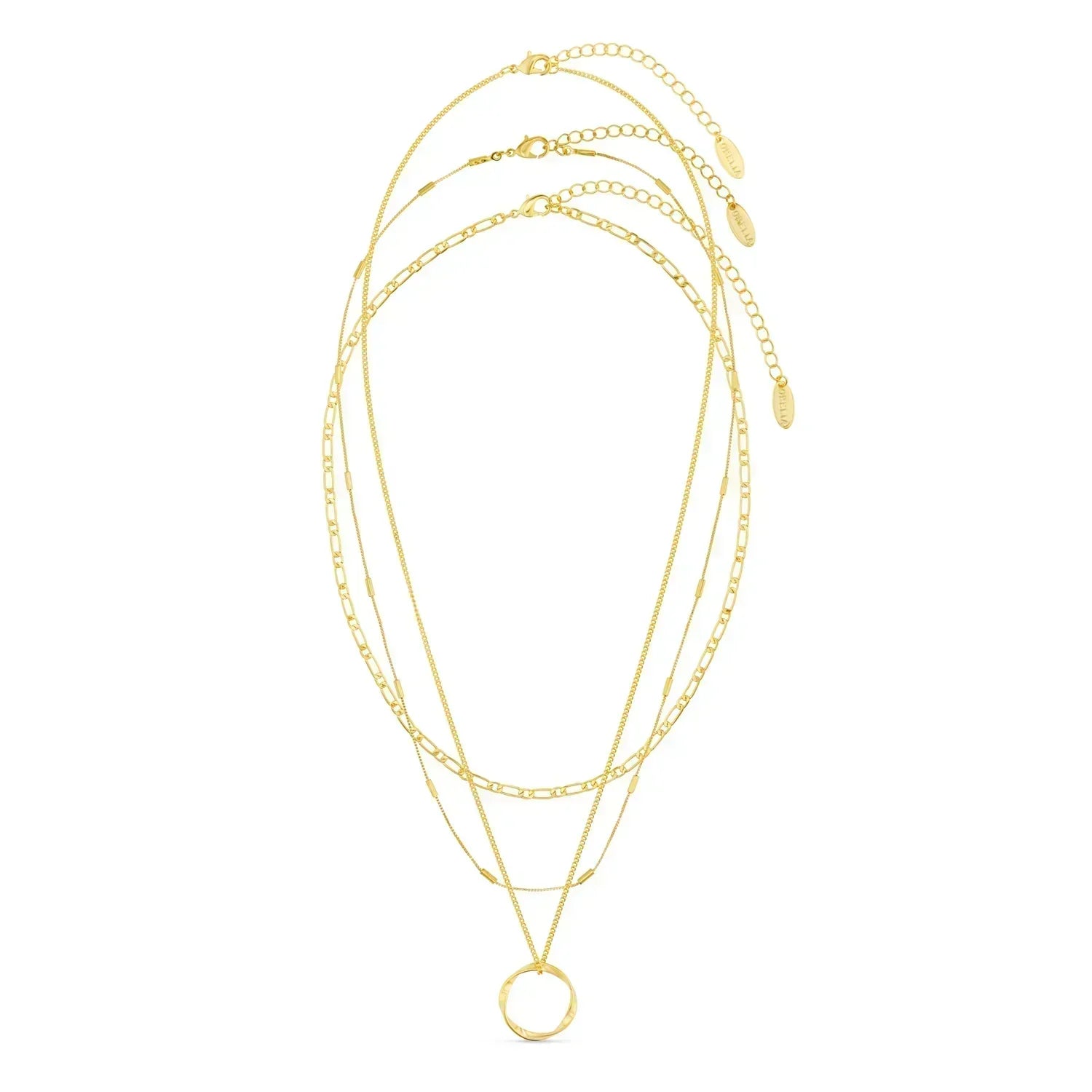 Gold Three-Row Open Hoop Necklace