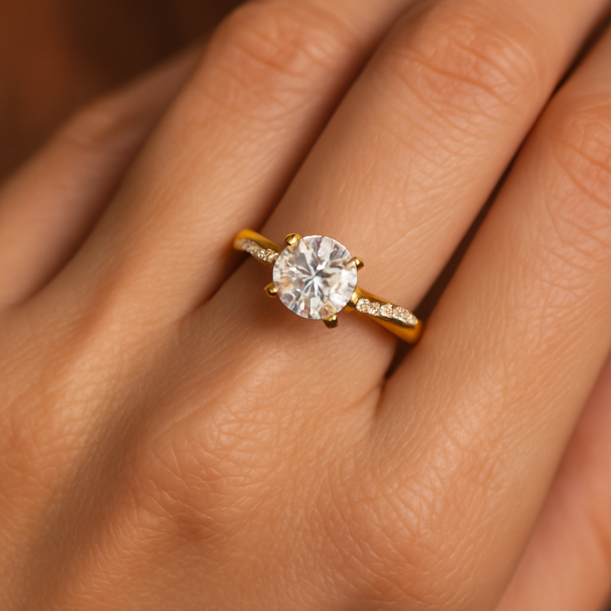 Gold Crystal Engagement Ring