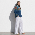 Fashionable Oversized round Neck Knitted Sweater Women's Euro Size Wish Bestseller Geometric Pattern Comfortable Casual Knitwear