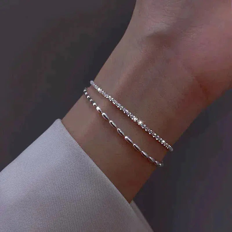 Elegant Silver Bracelet Set with Zircon Stones