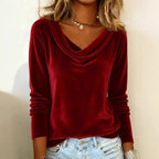 Margaret – Luxurious Velvet Drape-Neck Sweater