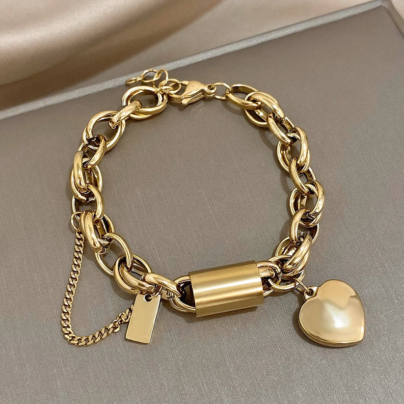 Gold Heart Charm Bracelet