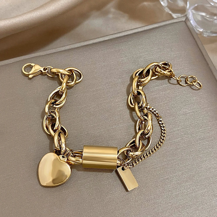 Gold Heart Charm Bracelet