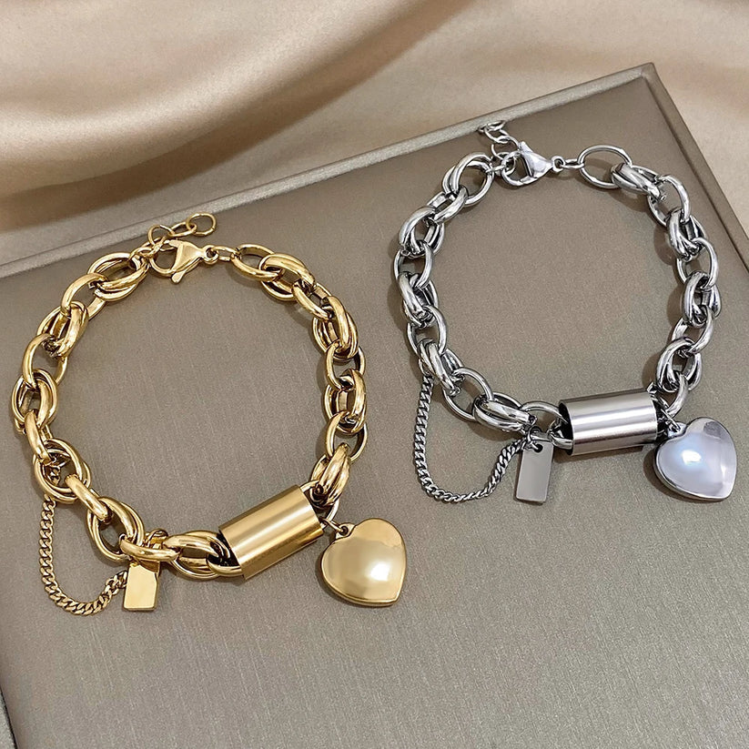 Gold Heart Charm Bracelet