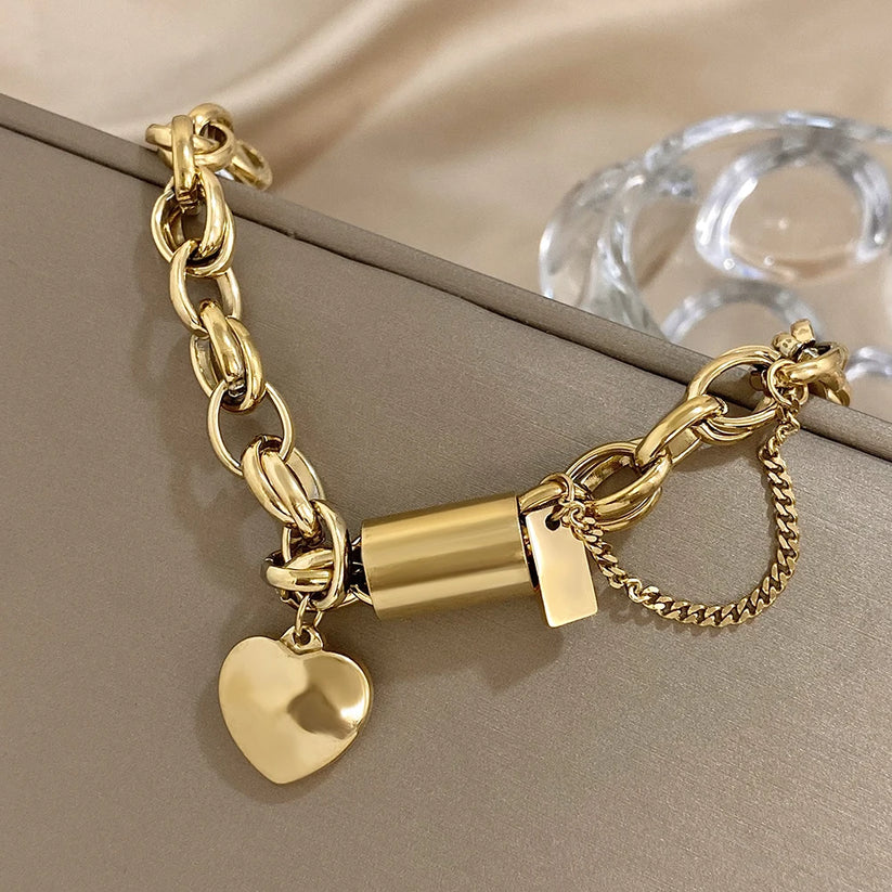 Gold Heart Charm Bracelet