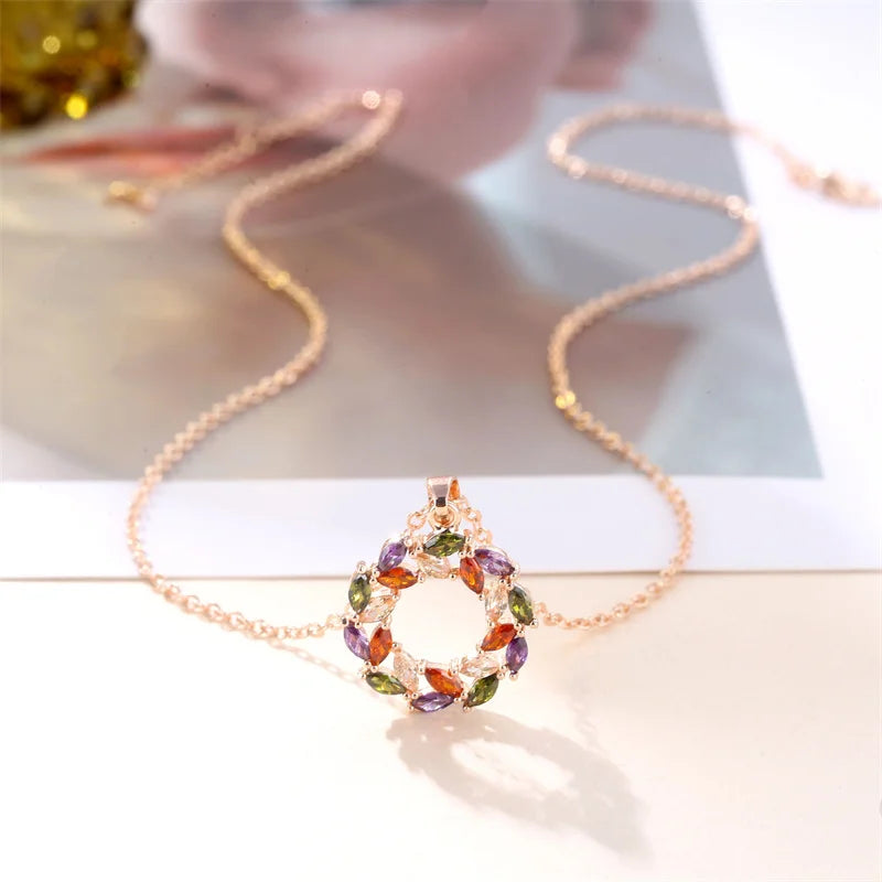 Shiny Rainbow Pendant Necklace