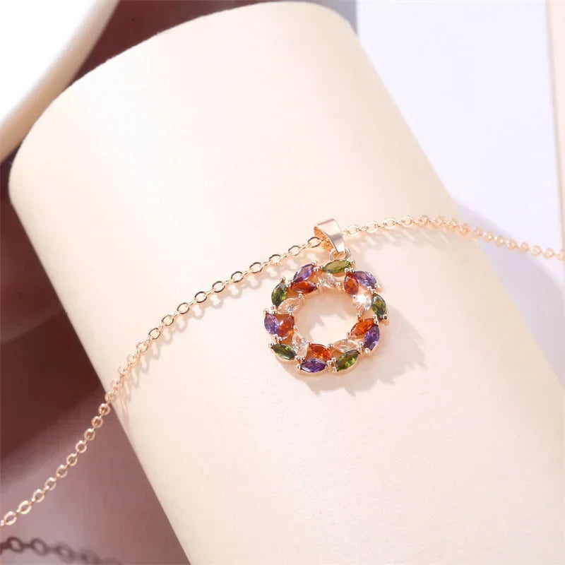 Shiny Rainbow Pendant Necklace
