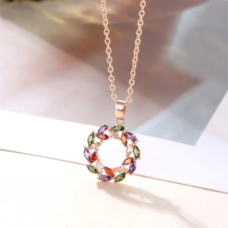 Shiny Rainbow Pendant Necklace