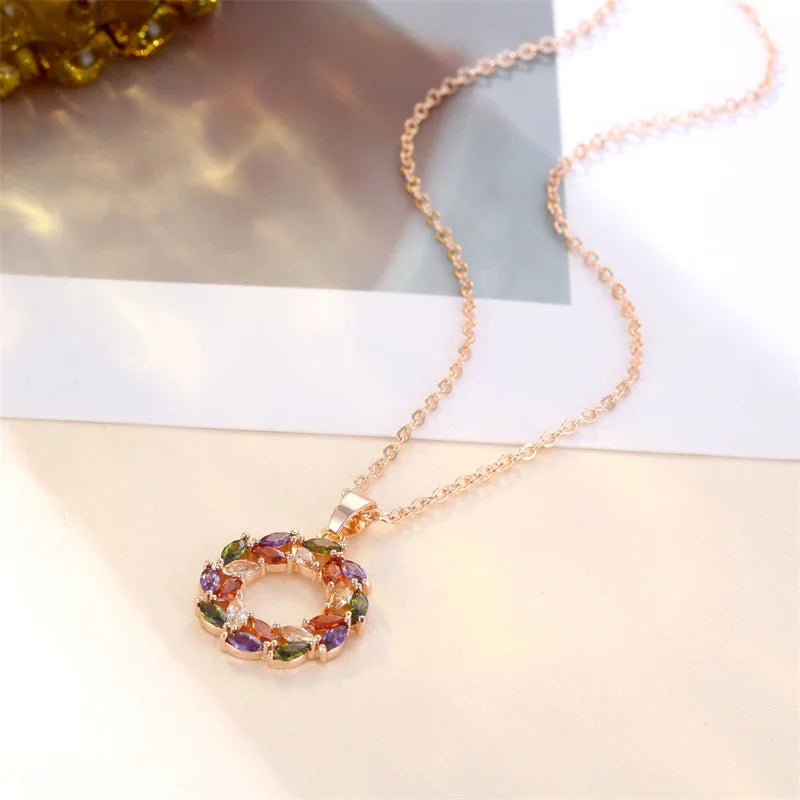 Shiny Rainbow Pendant Necklace