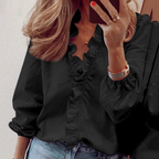 Maisie | Ruffled V-Neck Long Sleeve Blouse