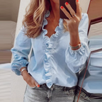Maisie | Ruffled V-Neck Long Sleeve Blouse
