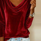 Margaret – Luxurious Velvet Drape-Neck Sweater