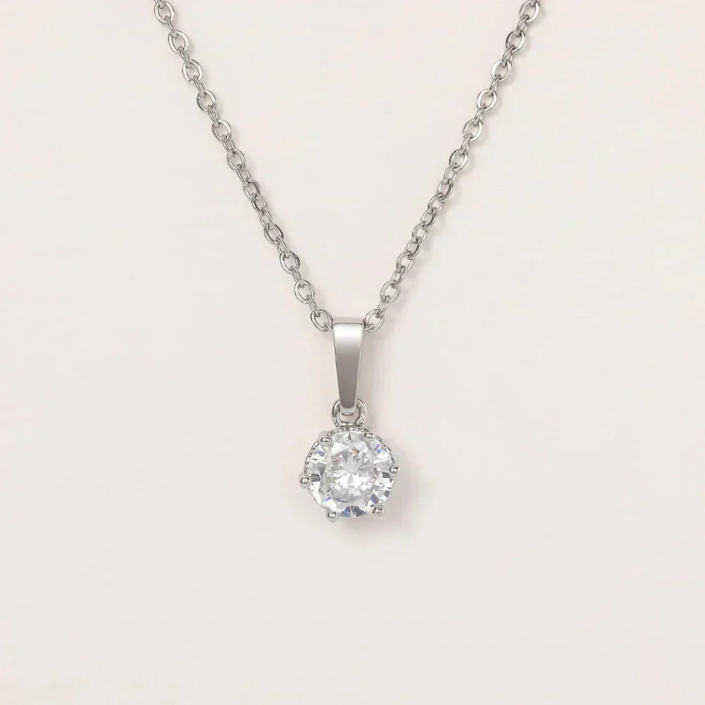 Classic Cubic Zirconia Pendant Necklace