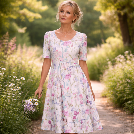 Lunea Mode® | The Josephine Floral Print A-Line Midi Dress