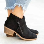 Women's ankle boots – side-zip design with low heel
