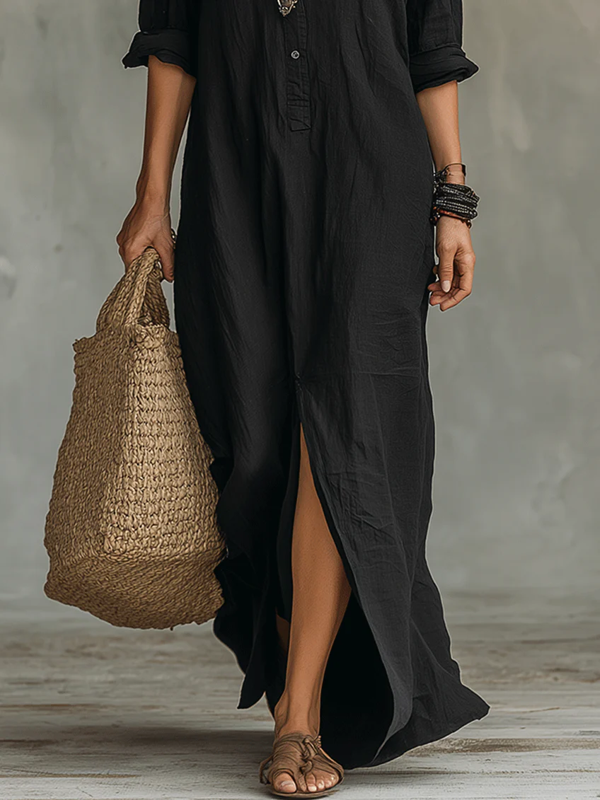 Soline | Button-Front Maxi Dress