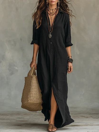 Céline™ | Relaxed Button Maxi Dress