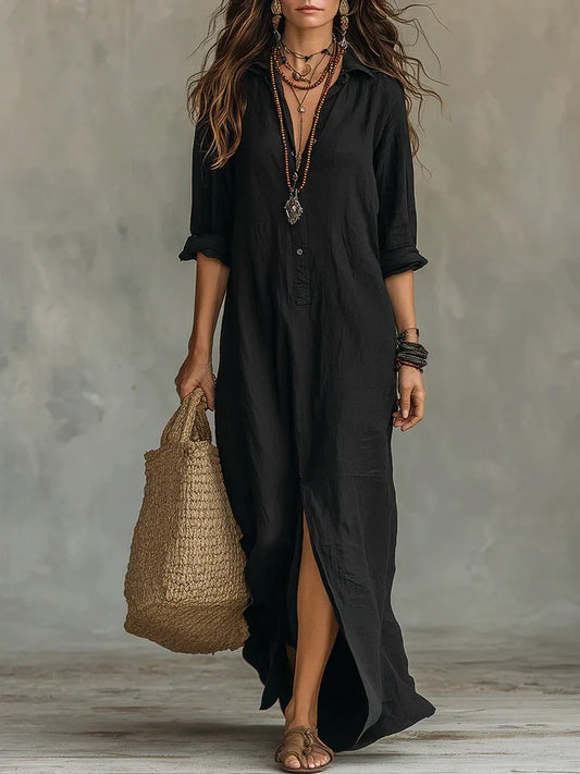 Céline™ | Relaxed Button Maxi Dress