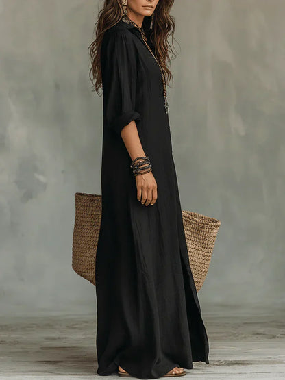 Céline™ | Relaxed Button Maxi Dress