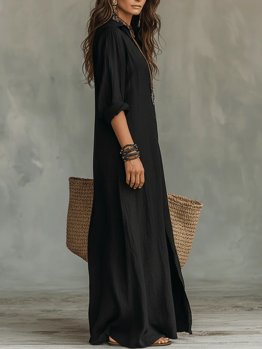 Soline | Button-Front Maxi Dress