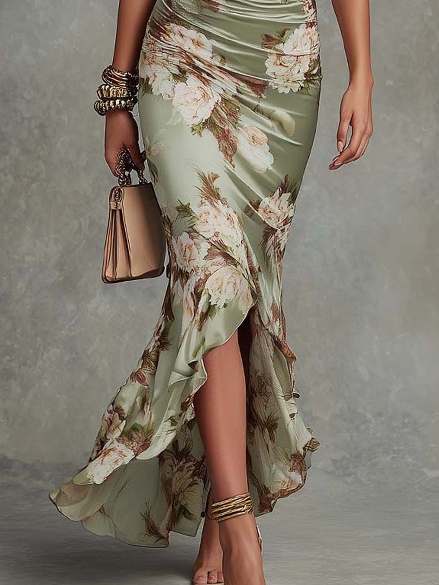 Anastazja | Floral Satin Maxi Dress