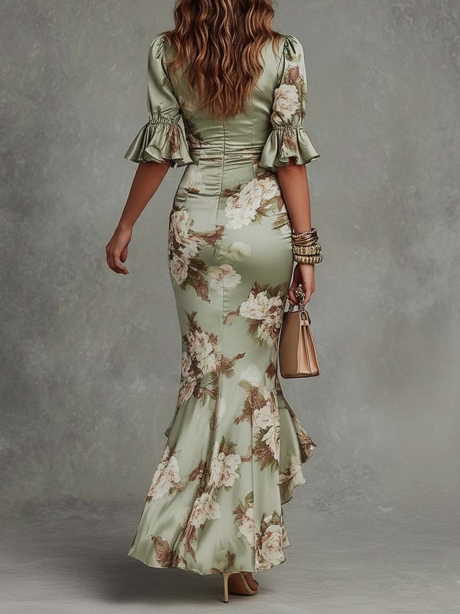 Anastazja | Floral Satin Maxi Dress