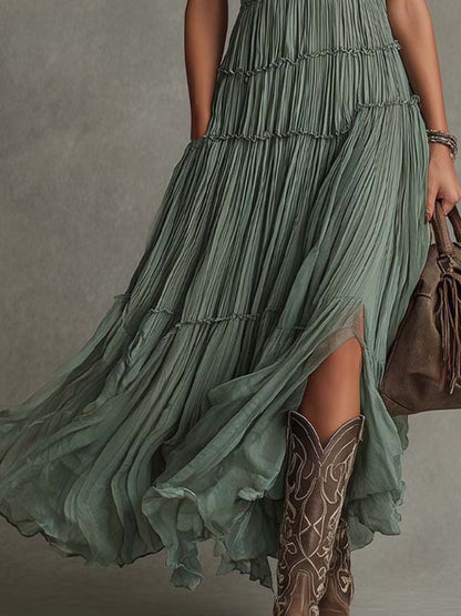 Lucrezia | Gathered V-Neck Maxi Dress