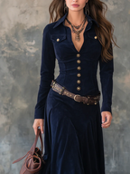 MILANA | Elegant Suede-Feel Maxi Dress