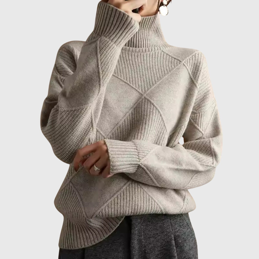 Laurel - Modern Geometric Turtleneck Sweater