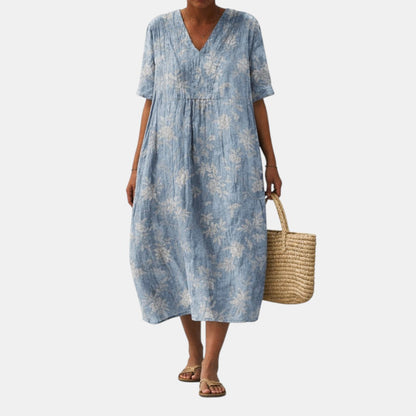 Alma Elegant Lagoon Print Dress