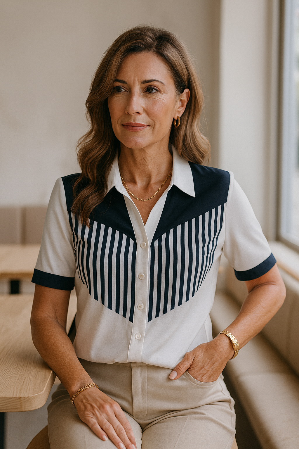 Pearl | Casual Black&White Print Blouse