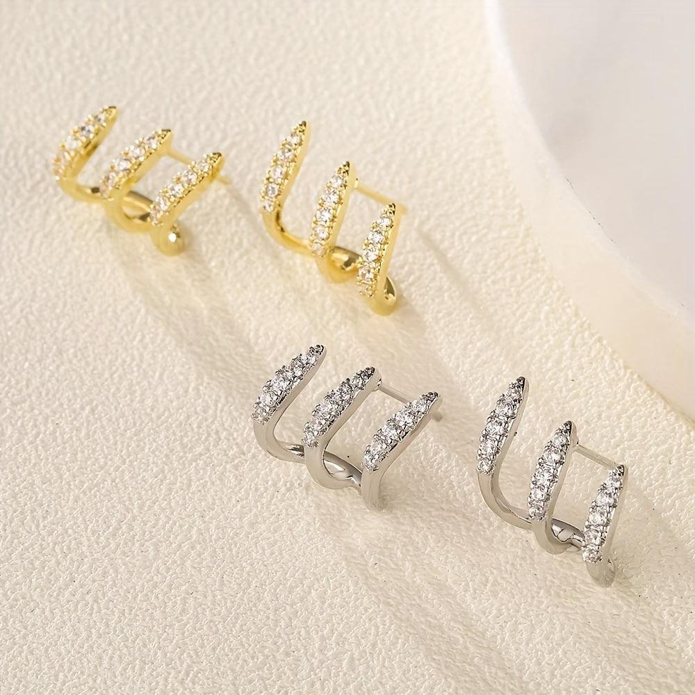Elegant Triple Earrings