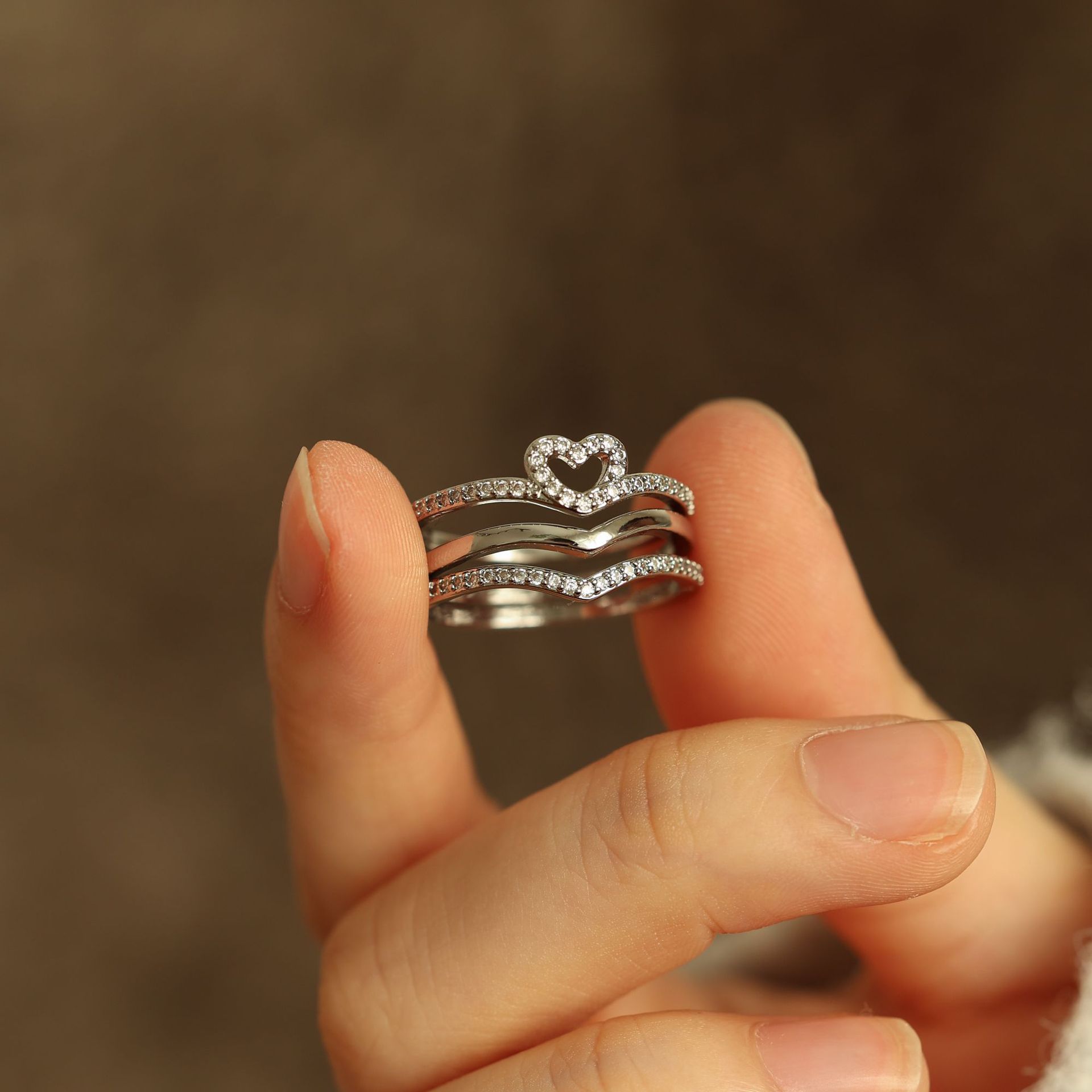 Eliza | Shining Love Wish Bone Stacking Rings